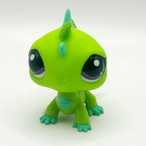 Littlest Pet Shop Wild Vibes G7 Gen 7 # 35 Lime Green Blue Iguana Lizard